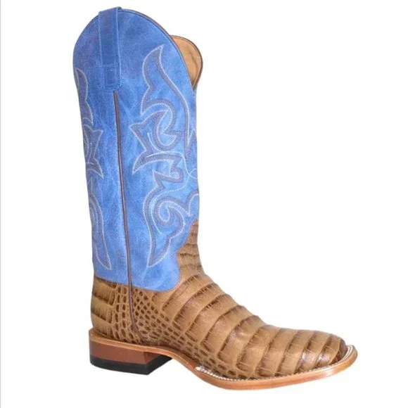 MEN'S HORSE POWER TOASTED PECAN BLUE SENSATION CAIMAN PRINT WESTERN BOOT 10D - Picture 1 of 8